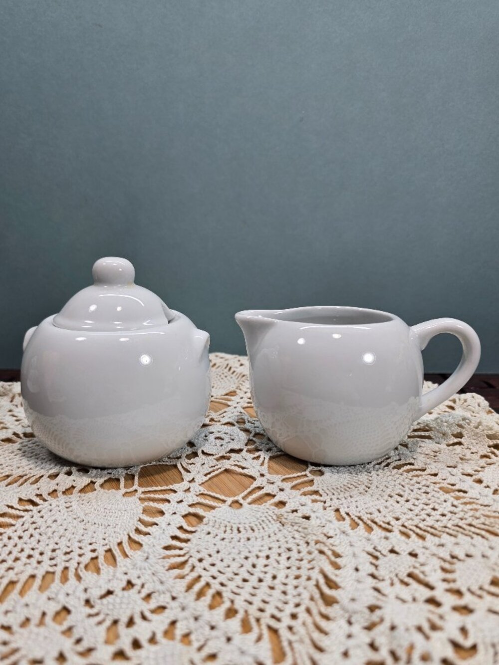 BIA Cordon Bleu White Creamer and Sugar Bowl with Lid DW Oven MW Safe Porcelain
